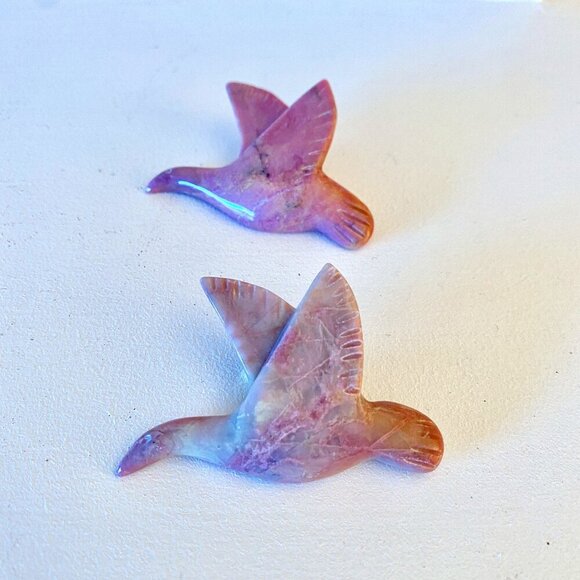 Handmade Jewelry - Rhodonite Dove Brooches